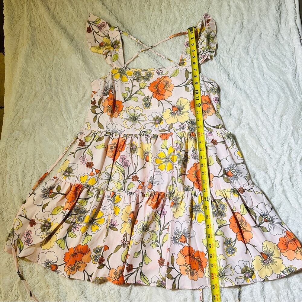 Lottie & Holly Floral Square Neck Flutter Sleeve Mini Dress NWT M - Picture 6 of 14